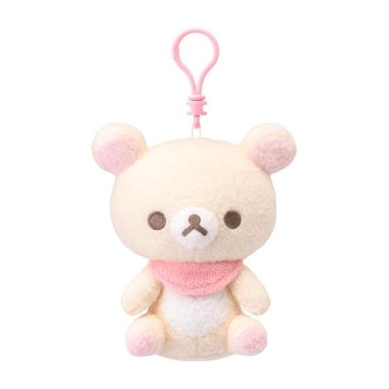 Agatsuma Rilakkuma Baby Mini Plush Holder, Korilakkuma, Towel Fabric, Beads, Bell, with Holder