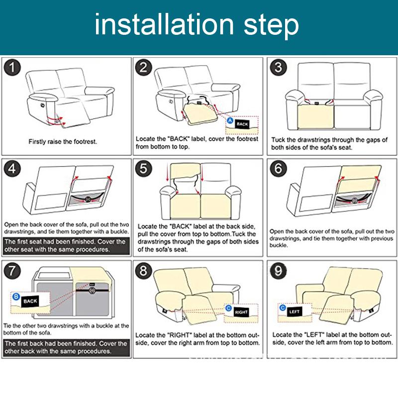 Recliner Chair Covers 4-Pieces Flexible Reclining Chair Protector Gentle Reclining Chair Furniture Cover Sofa Shield With Flexible Bottom