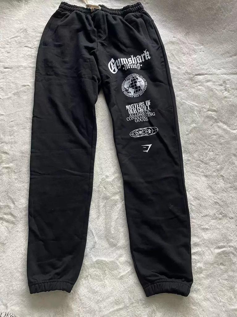 Palestra Uk Shark Fitness Pantaloni Sportivi Vestibilità Larga Cotone Puro Spugna Traspiranti Comodi Pantaloni con Polsini Taglie Europee e Americane