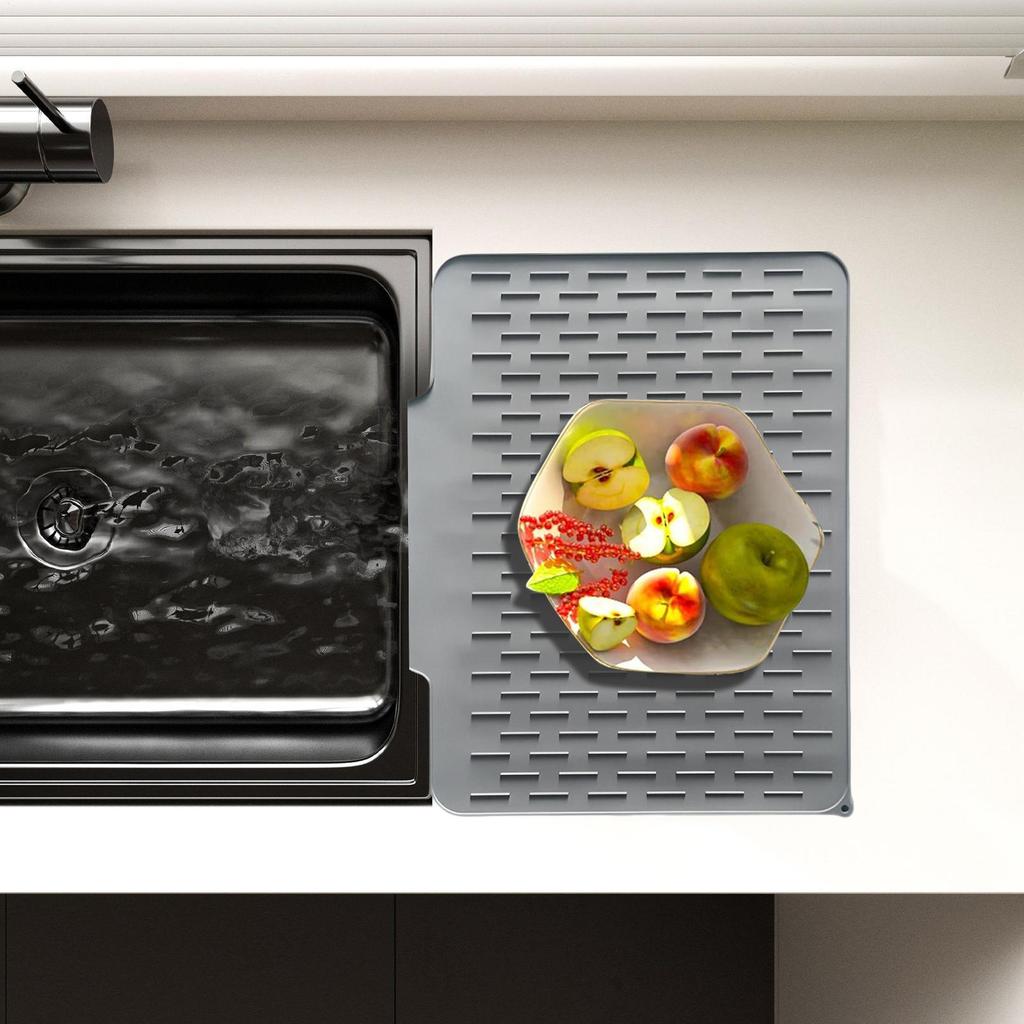 Dish Drying Mat For Counter Kitchen Counter Drying Mat Silicone Non-Slip Tableware Pad Drainage Holder For Bowl Plates Cutlery