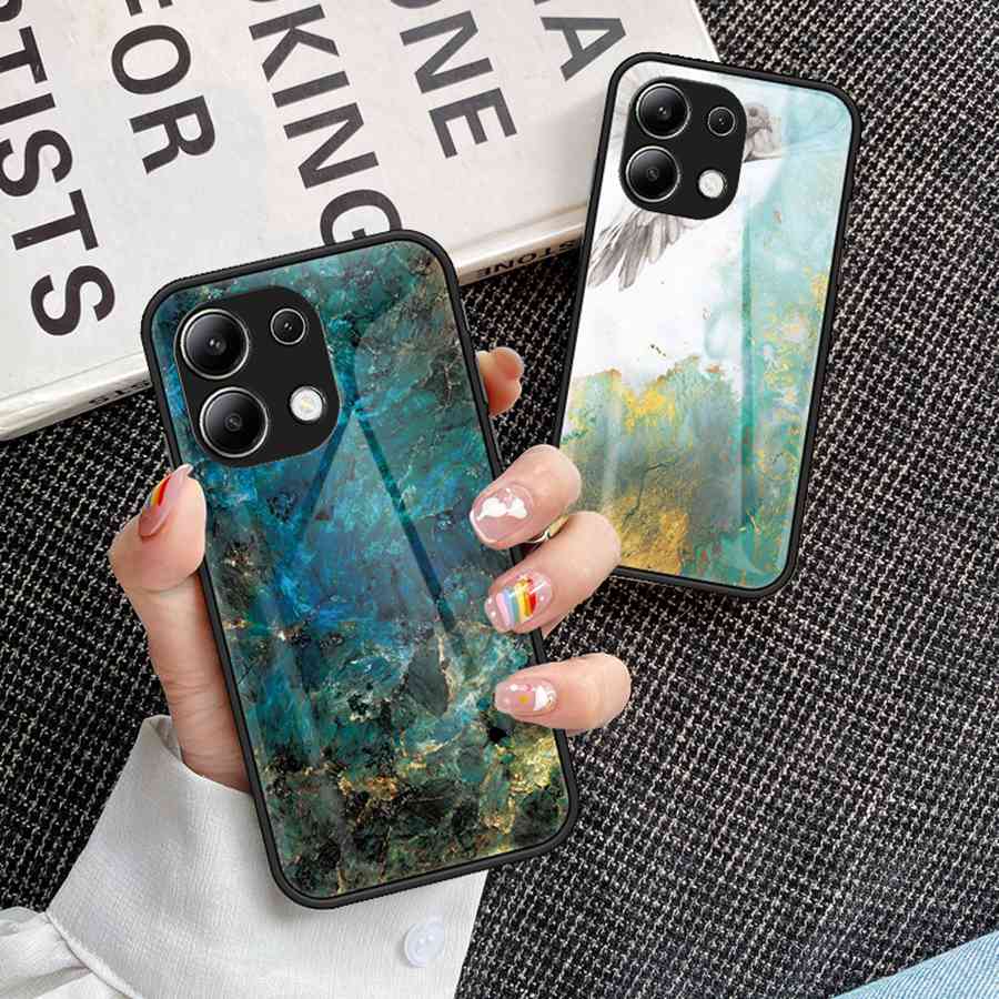 Marbling Tempered Glass Phone Case For Vivo V30 V40 SE V25 V27 V23 Y75 Y55 Y28 5G Realme C65 C51 C61 GT 6 6T OPPO A40 A98 A78 A79 A74 A80 5G A60 Cover