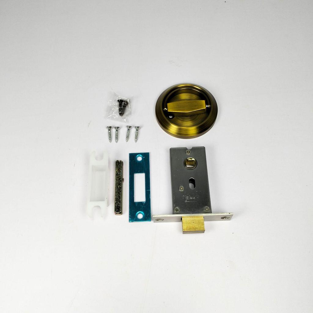 Stainless Steel Invisible Door Lock with Pull Ring, Single/Double-Sided Mounted Round Handle.
