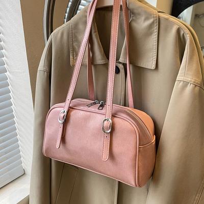 Solid Color Simplicity Shoulder Bags Large Capacity Fashion  Hot Sale Bags for Women Soft Zipper Pu Women's Handbags