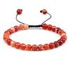 6mm Natural Stone Men Bracelets Charm Tiger Eye Black Beads Bracelet Braided Bangle Adjustable Charm Women Yoga Jewelry Pulseras
