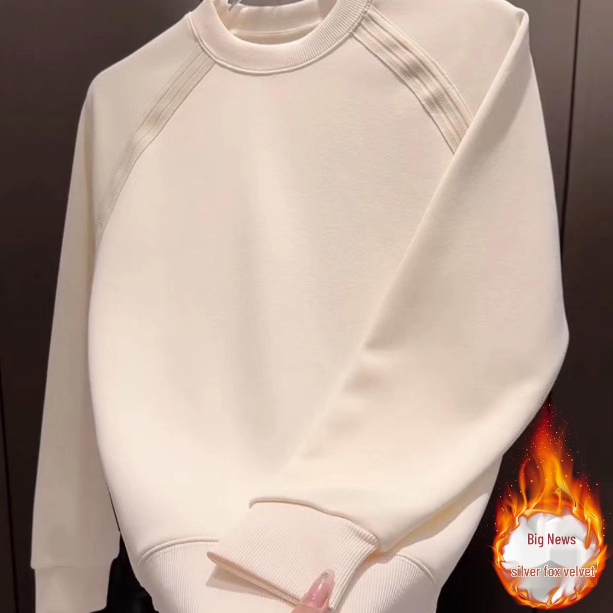 Men s High-End Patchwork Diagonal Stripe Fleece Pullover: Fashionable Light Luxury for Trendy Autumn/Winter, Long Sleeve Base Layer Shirt. XL