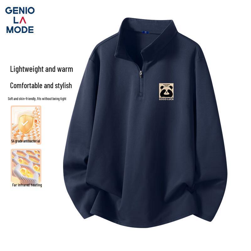 GENIOLAMODE Men s Fleece-Lined Half-Zip Long Sleeve T-Shirt 3XL
