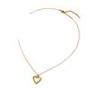 Titanium Steel Hollow Heart Necklace with Hammered Texture and Gold-Plated Pendant Clavicle Chain