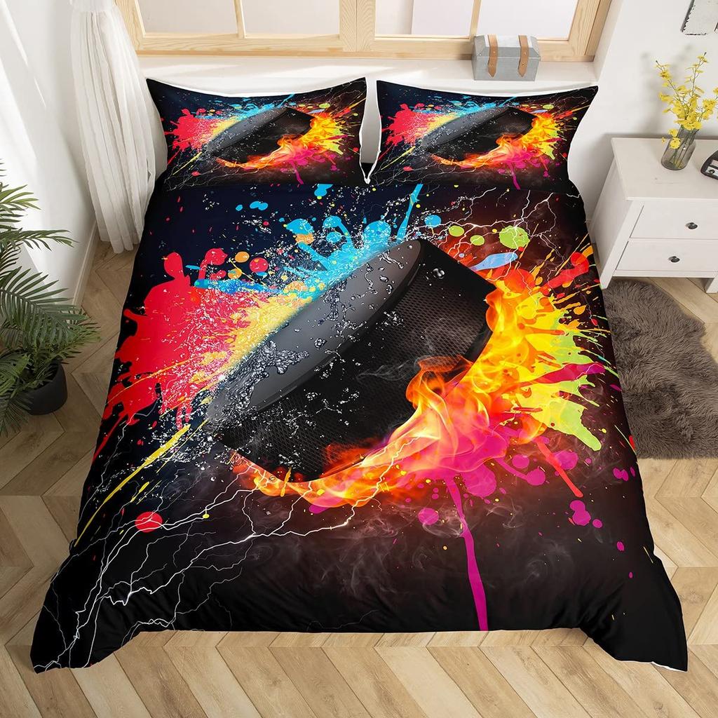 Kids Volleyball King Queen Duvet Cover Teens Ball Sports Bedding Collection Grunge Hippie Tie Dye Comforter Cover Polyester Quilt Cover