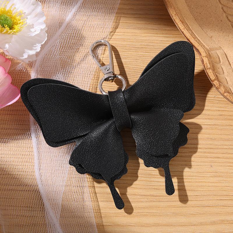 Double-Layer Wing Butterfly Leather Keychain 1Pcs Handcrafted Pendant Durable Keyring for Car Key Bag BFF Small Gift for Women