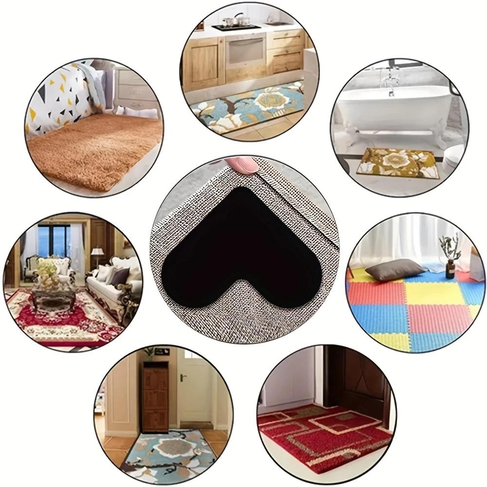 12pcs of Reusable Carpet Stickers, Easy To Wash Non-slip Mats, Prevent Carpet From Moving and Curling, Heart-shaped Design Can Be Freely Cut