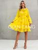 Vietnam Niche Design Multi-layer Ruffle Tie-neck Patchwork Flounce Skirt