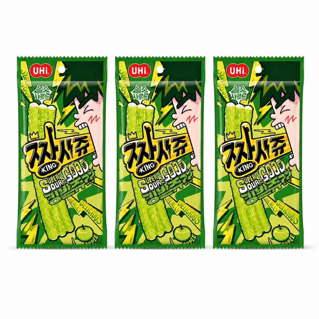 YEM Green Apple Sour Strip Gummy Candy 40g