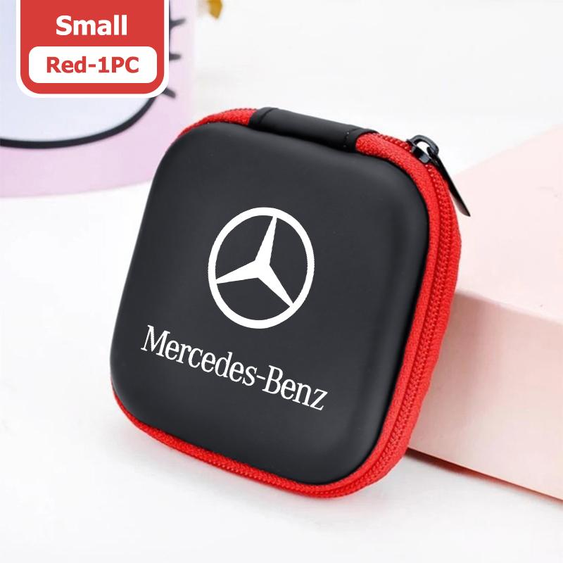 For Benz Car Logo Earphone Organizer Box EVA Zipper Headset Storage case Accessories AMG Exclusive W204 W222 W205 W203 W213 W124 XT3