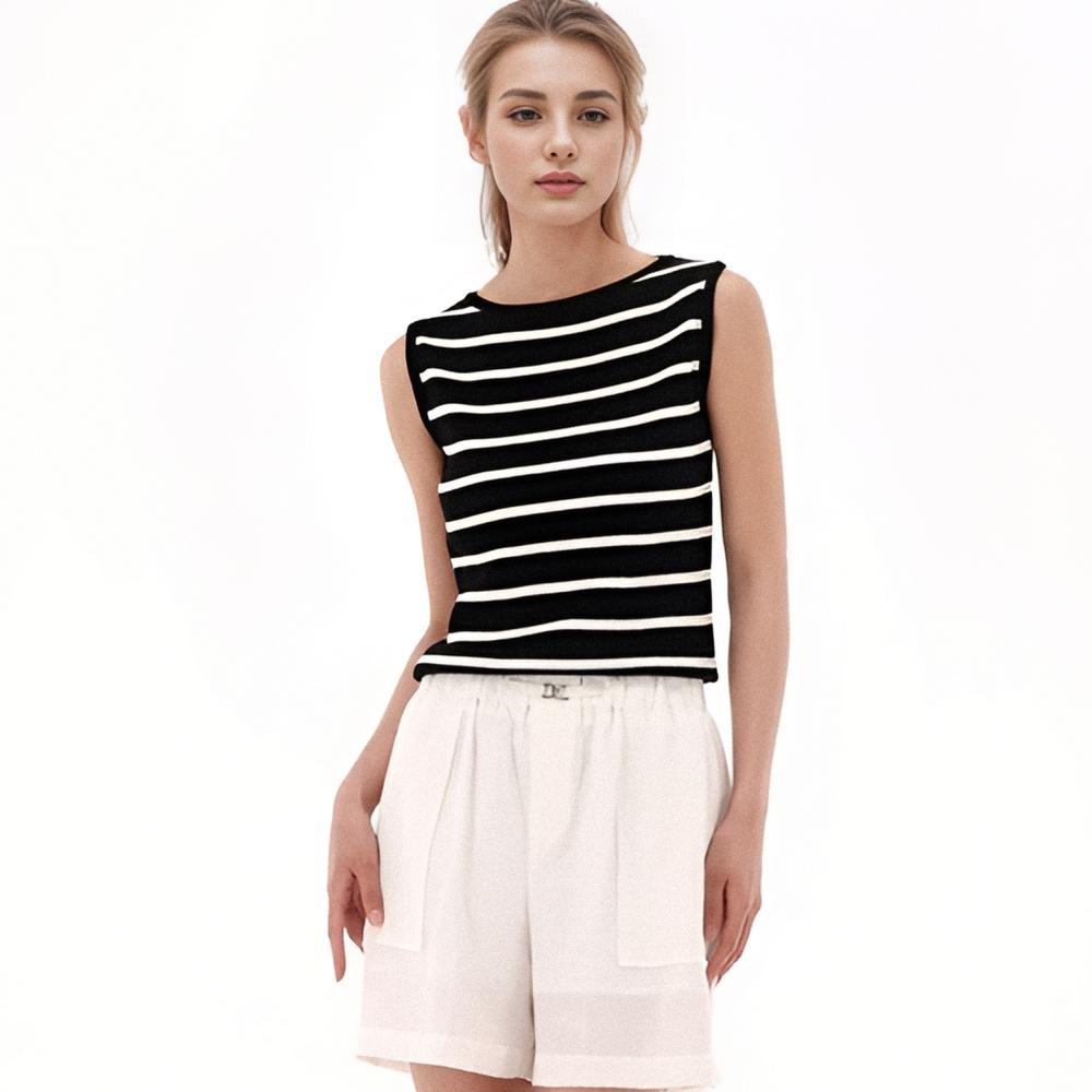 Acud Boat Neck Sleeveless Knit _St.Black St.Black/Free