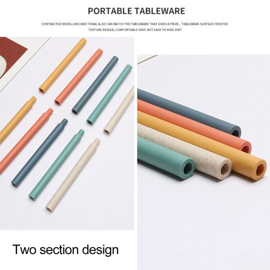 1 Sada Piják Slámka Závitový Design 2 Sekce Rovná Trubice Žáruvzdorná Skládací Potravinářská Vodní Slámka Domácí Potřeby