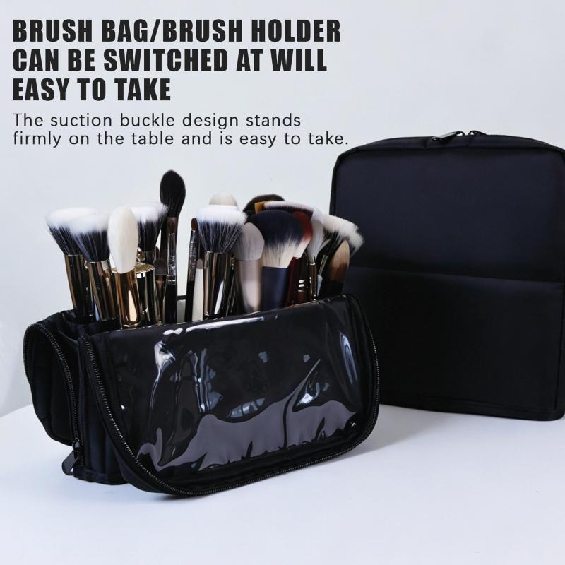 Makeup Brushes Storage Pouch Foldable Stand-up with Adjustable Dividers Durable Portable Organizer for Makeup Artists Travel