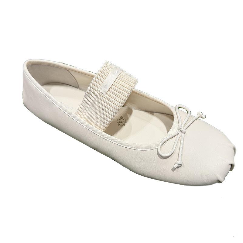 Pig nose fashion light mouth bow ballet shoes flat new single shoes women Mary Jane shoes niche comfortable