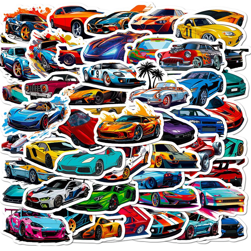 10 30 50 100Pcs Retrofit Racing Sports Car Waterproof Stickers Cartoon Graffiti Decals Kids Toy Luggage Laptop Bike Car Sticker
