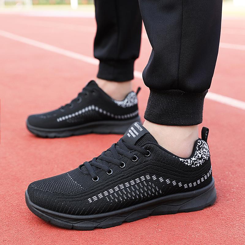 Sneakers spring and summer new mesh breathable running shoes lightweight fly-woven shoes trendy shoes running shoes black