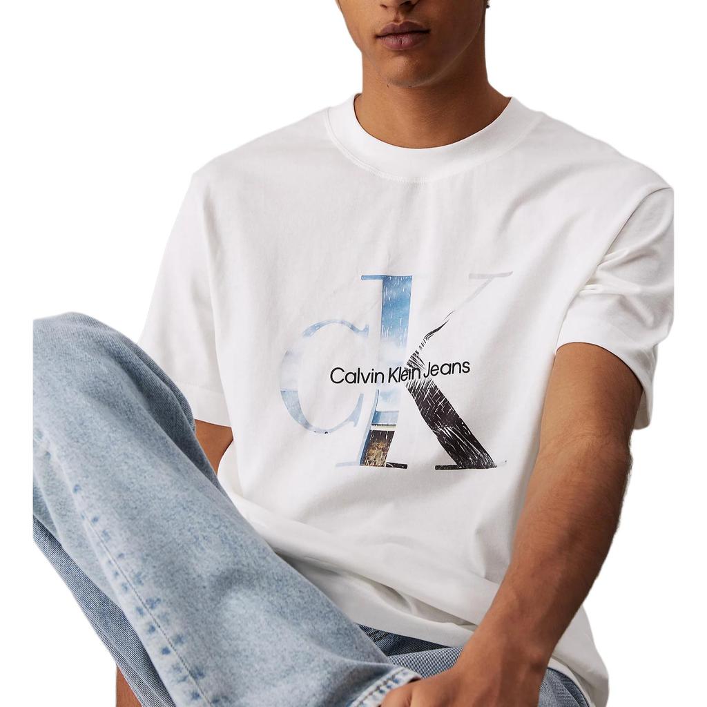 Calvin Klein Jeans Logo Print Casual Comfortable Knitted Round Neck Short Sleeve T-Shirt Men T-Shirts J30J327483-YAF