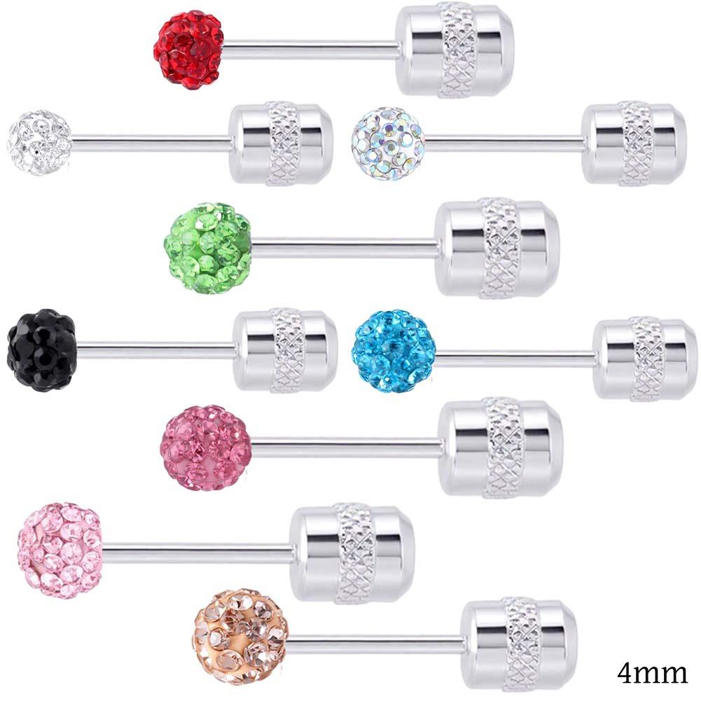 Multi-Color Titanium Steel Full Diamond Ball Stud Earrings for Cartilage Piercings