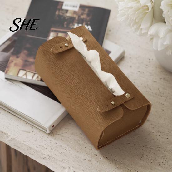 Multipurpose Tissue Organizer Faux Leather Box, Minimalist Napkin Holder for Living Space Saving Storage Box Room Desk, Decorative Dispenser
