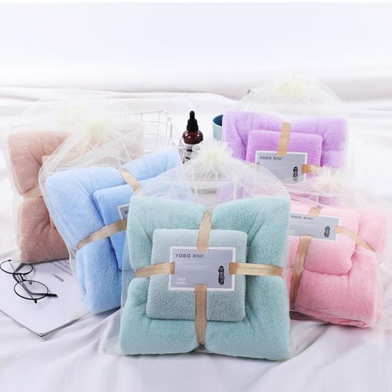 Towel Set Coral Fleece Bath Towel Cut Edge Absorbent Gift Towels Home Bathroom Soft Towels