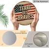 2D Flat, 1pc 7.87x7.87 Inch Round Aluminum Sign, "Brave Land" Vintage Aluminum Plaque, American Flag Decorative Sign for Living Room, Bedroom, Study