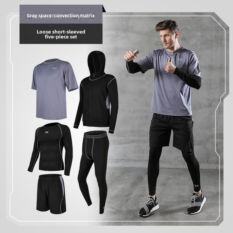 Men's Casual Fitness Running Suit: Shorts & Short-Sleeved Tights for Yoga & Training