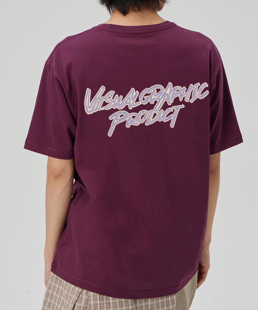BY.L Contour Graffiti Logo Short Sleeve T-Shirt Wine