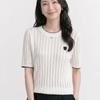 Navava Basic Ribbed Twist Heart Round Neck Short Sleeve Knit Tee Nk3651