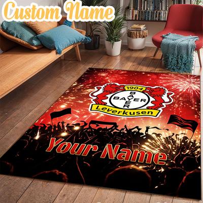 Custom Name Bayer Leverkusen Crest Rug Office Rug Chair Mat Non Slip Carpet Rugs for Bedrooms Dining Room Living Room Home Decor Gifts