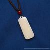 Gold-Inlaid Jade Dragon & Phoenix Pillar Pendant - 3D Solid Gold Dragon & Phoenix with Square Jade Plate