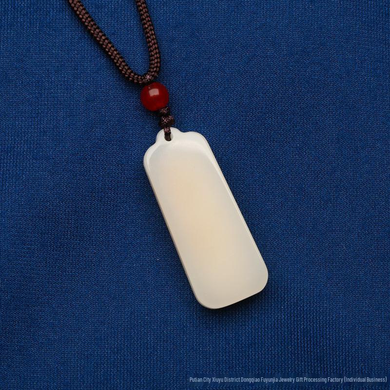 Gold-Inlaid Jade Dragon & Phoenix Pillar Pendant - 3D Solid Gold Dragon & Phoenix with Square Jade Plate