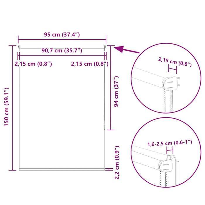 VidaXL Store enrouleur occultant blanc cassé 95x150cm largeur du tissu, store de jour et de nuit, store de cuisine, store 4011647