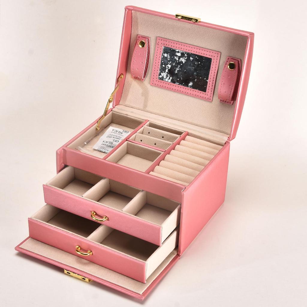 Elegant Three-Layer Jewelry Box: High-Capacity Storage for Necklaces, Earrings, and Rings