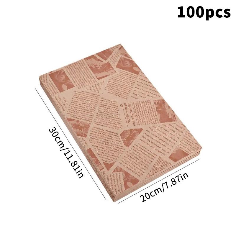 100pcs Sandwich Packaging Paper Cartoon Wrapping Disposable Household Oil-proof Chicken Roll Breakfast Baking Kitchen Tool&