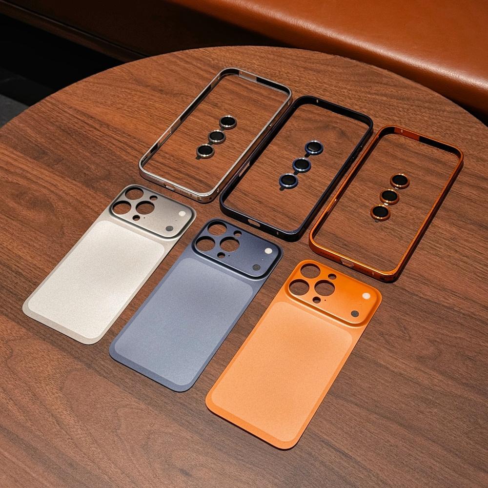 Change to 17Pro/Max Alloy Frame Metal Backplane Glass Lens Film 3 in 1 Case for iPhone 13 14 12 15 16 Pro Max Anti-Drop Cover