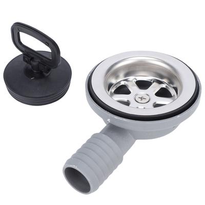 Marine Sink Drain 70mm Right Angle Double Layer Filtration 52-65mm Installation Aperture Boat Sink Drain with 1.5m Downpipe