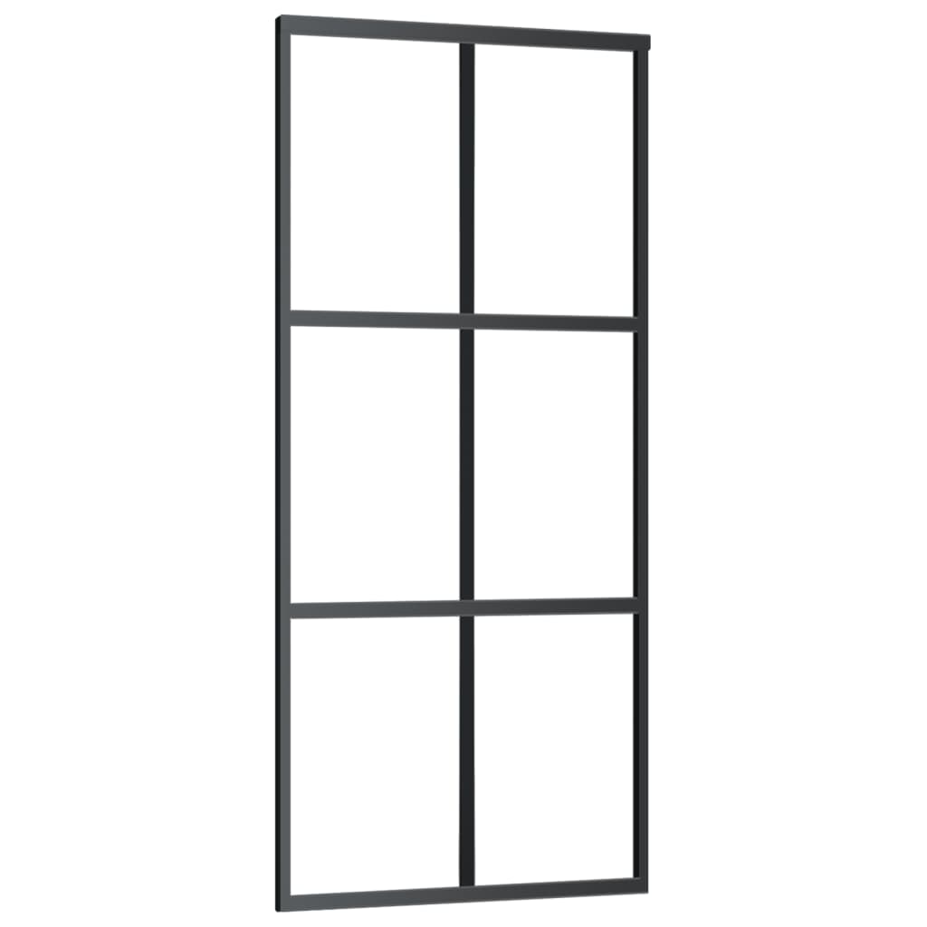Vidaxl Drzwi Przesuwne Z Osprzętem, Szkło Esg I Aluminium, 90X205 Cm