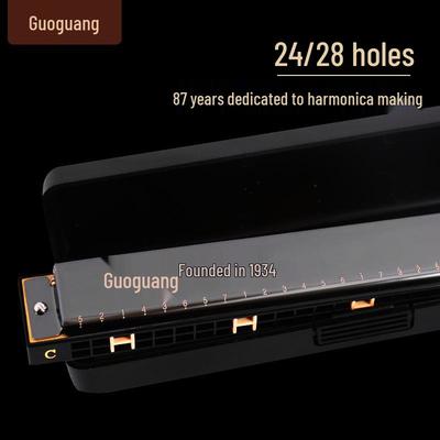 Guanguang Mundharmonika Gedenkausgabe: 24-Loch Doppelrohrblatt mit 28-Loch Akzent, C-Ton für erwachsene Anfänger