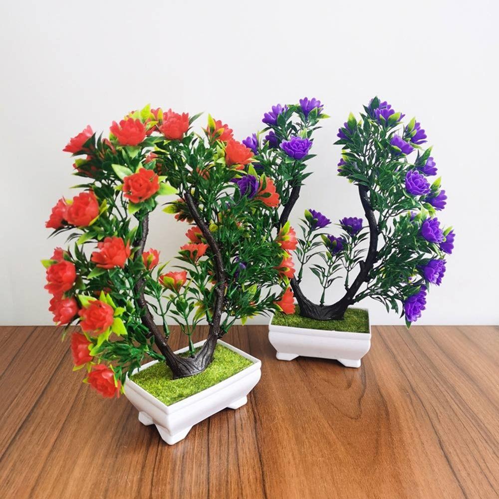 Multicolor Artificial Plants Bonsai Table Decoration with Flowerpot Simulation Flower Tree Pot Plastic Photography Props