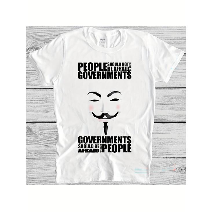 V for Vendetta T-Shirt - Iconic Guy Fawkes Mask & V Symbol Print, Anonymous Protest Tee, Casual Dystopian Novelty Outfit for Themed Events, Parties & S белый