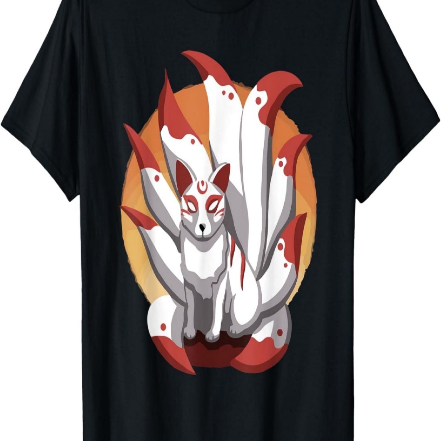 Kitsune Foxs  Nine Tailed Foxs Cherrys Blossom T-Shirt S