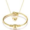 Diy 26 Letters Fadeless Stainless Steel Heart Pendant Necklace Bracelet Set For Women