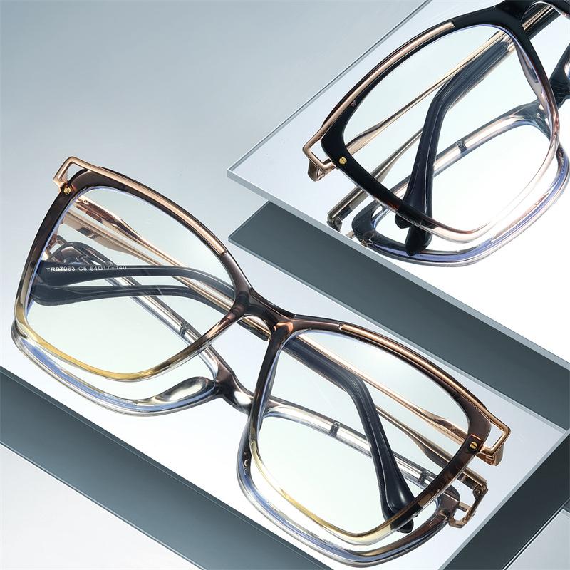 Clear Green Presbyopia Glasses Anti Blue Light  Spring Hinge Luxury Women'S Eyeglasses Oversized Square Reading Glasses