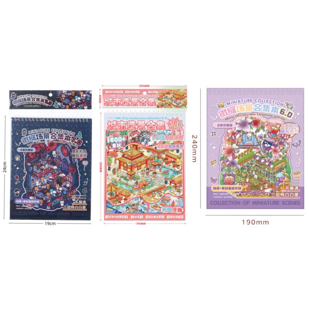 PET 3D Landscape Stickers 8/10 Scene 20 Sheets Large Style Visual Stacking Sticker Cartoon Town 5.0 6.0 7.0 Cabin Scene Stickers
