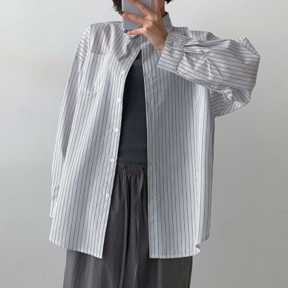 New ArrivalS Open Run Women S Stripe Shirt Hip Cover Cotton Shirt