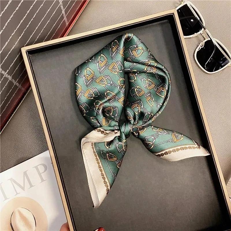 New 53X53CM Women's Silk Square Scarf Purse Luxury Scarf Silk Scarf Neckerchief for Women Designer Silk Headscarf
