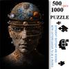 500pcs-1000pcs, Handmade Jigsaw Puzzle, Paper Puzzle, Puzzle, White Card Material, (Cosmic Planet And Human Head Fusion Art, Technological Sense of Fu